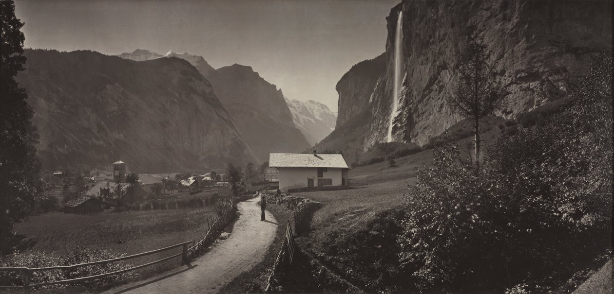 Lauterbrunnen Vadisi, İsviçre (Charbons de Braun albümünden - mobil panoramik lensle çekilen görüntüler, 1868) by Adolphe Braun