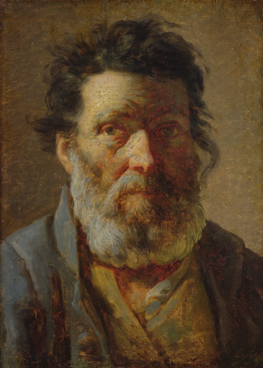 Head of an old man  by Adolphe Felix Cals