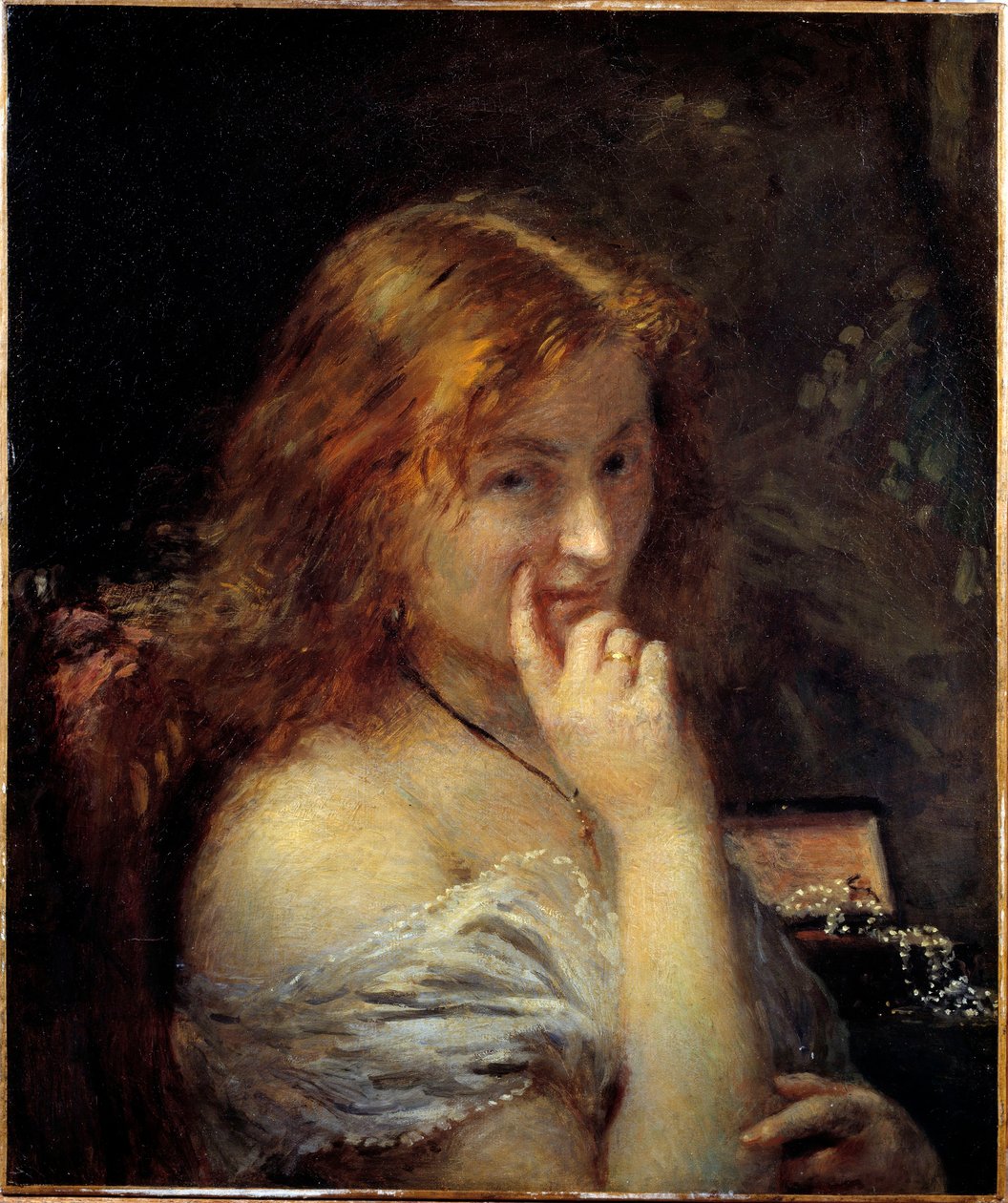 Genç Kadının Tuvaleti Var Tablosu Adolphe Cals (1810-1880) 1876 Güneş. 0,55x0,45 m Paris, Orsay Müzesi by Adolphe Felix Cals