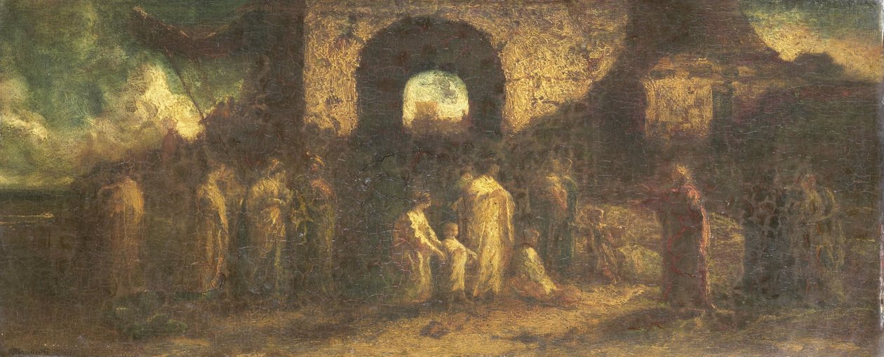 Mesih çocukları kutsar by Adolphe Joseph Thomas Monticelli