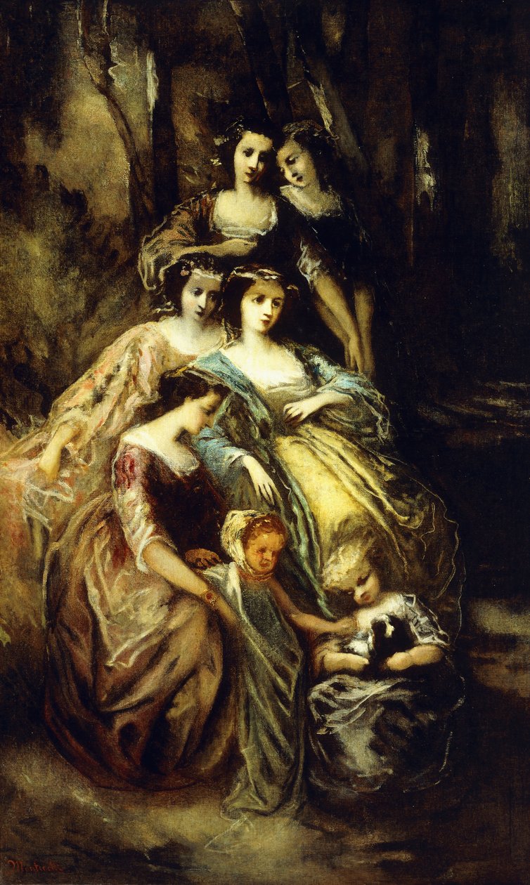 İmparatoriçe Eugenie ve Görevlileri, by Adolphe Joseph Thomas Monticelli