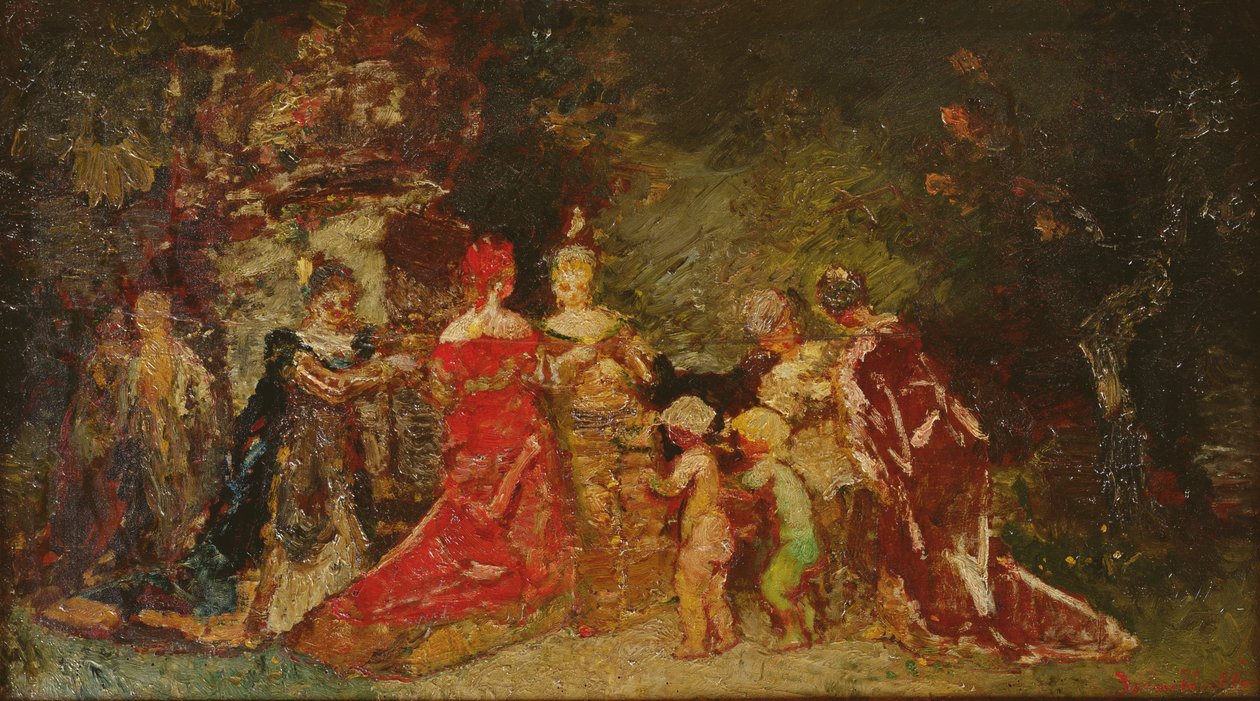 Parkta Toplanmak by Adolphe Joseph Thomas Monticelli