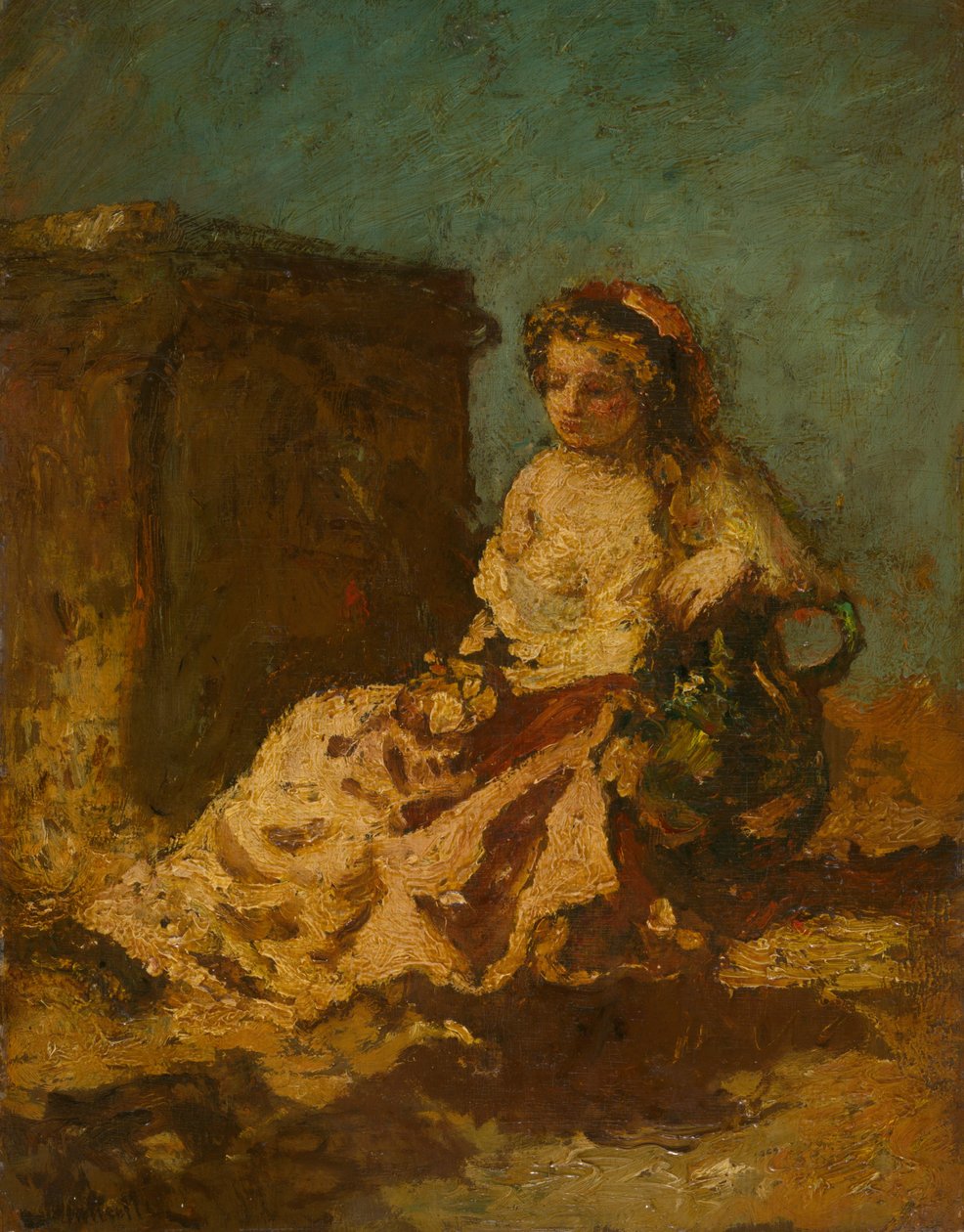 Meditasyon (Oturan Kadın) by Adolphe Joseph Thomas Monticelli