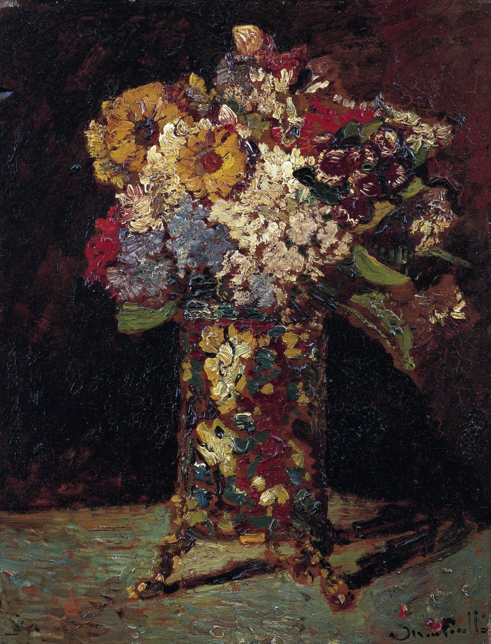 "Bir buket çiçekten natürmort" (Çiçek natürmort) Tablo Adolphe Thomas Joseph Monticelli (1824-1886) 1875 Van Gogh Müzesi, Amsterdam by Adolphe Joseph Thomas Monticelli