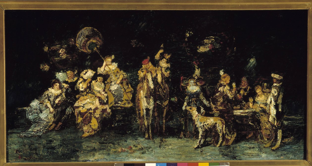 Parkta gece ziyafeti by Adolphe Joseph Thomas Monticelli