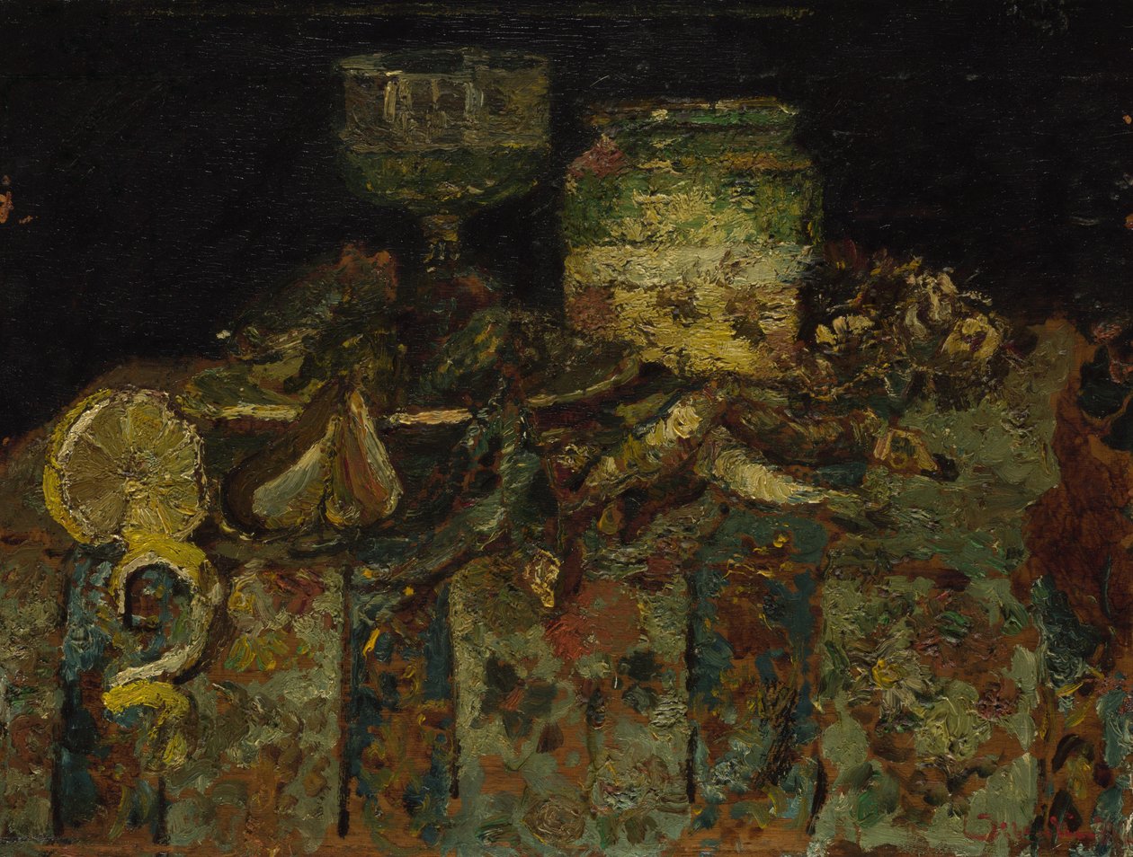 Natürmort: İstiridye, Balık, c. 1880 by Adolphe Joseph Thomas Monticelli