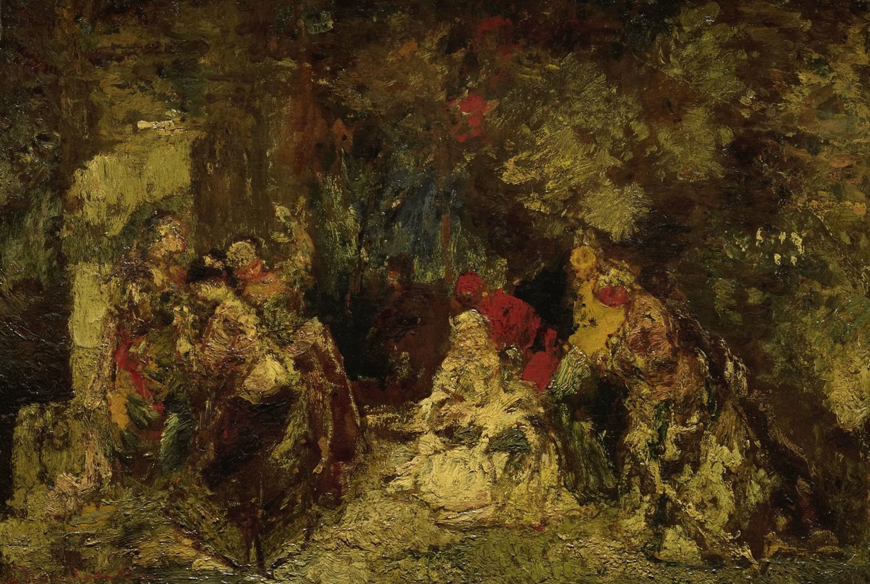 Bir ormandaki kadınlar by Adolphe Joseph Thomas Monticelli