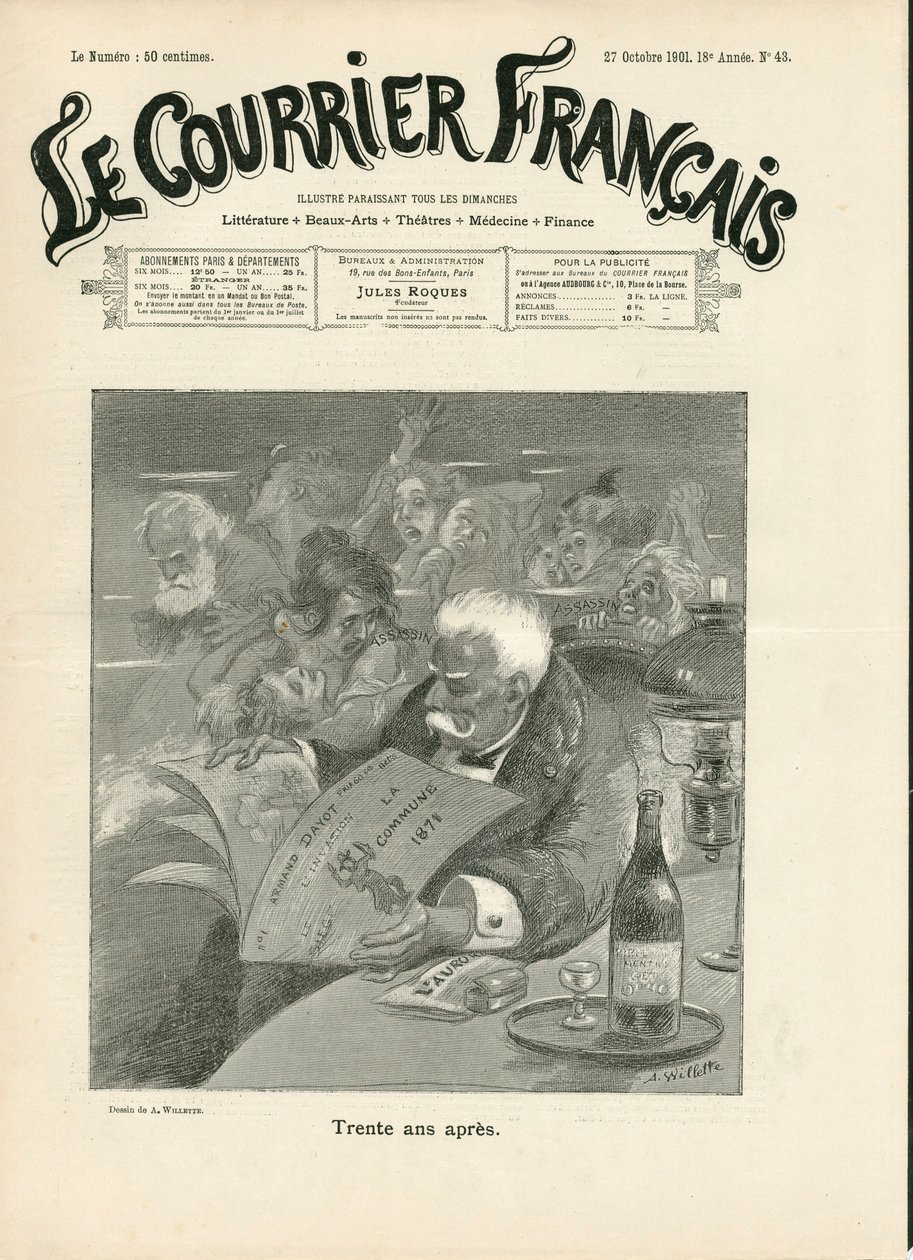 43 numara, “” Le Courrier francais ””in kapağı, Satirique en B & B by Adolphe Leon Willette