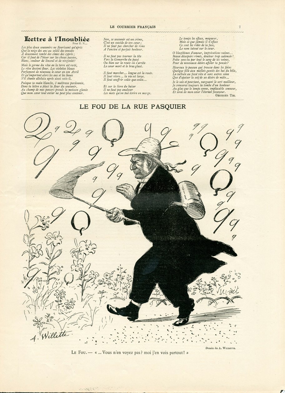 Le Courier francais, 10 numara, Siyah Beyaz Hiciv by Adolphe Leon Willette