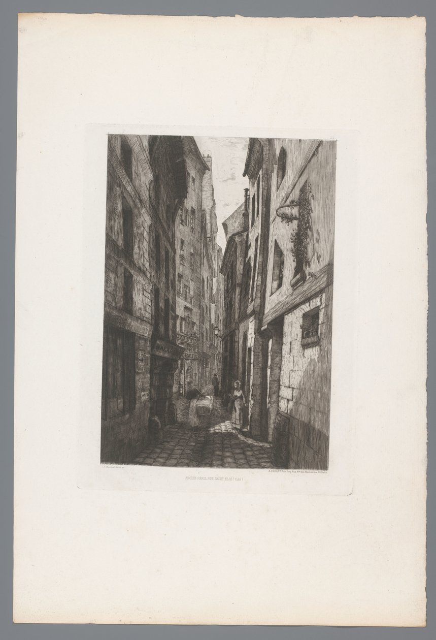 Gezicht op de Rue Saint Éloi Eski Paris Rue Saint Éloi (nesne üzerindeki başlık) Fransa etsen uit 1874 (seri başlığı) 1874'te dağlama (seri başlığı) by Adolphe Martial Potemont