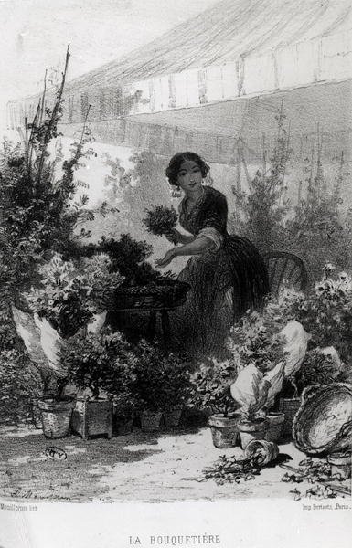 Çiçek Satıcısı, 19. yüzyıl ortası (s/b fotoğraf) by Adolphe Mouilleron