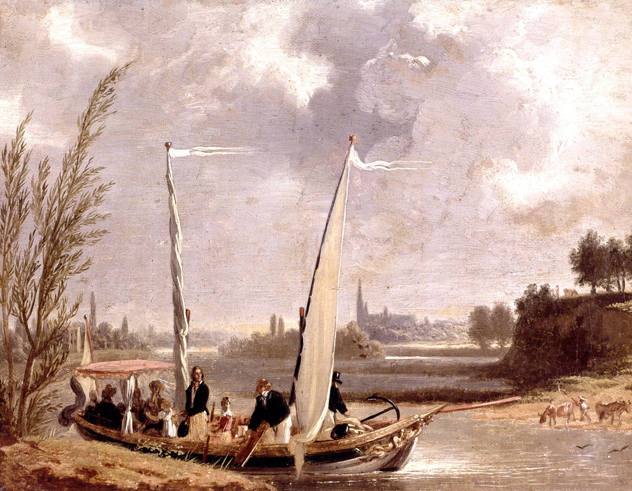 Louis-Philippe ve ailesi Neuilly'de bir teknede by Adolphe Roehn