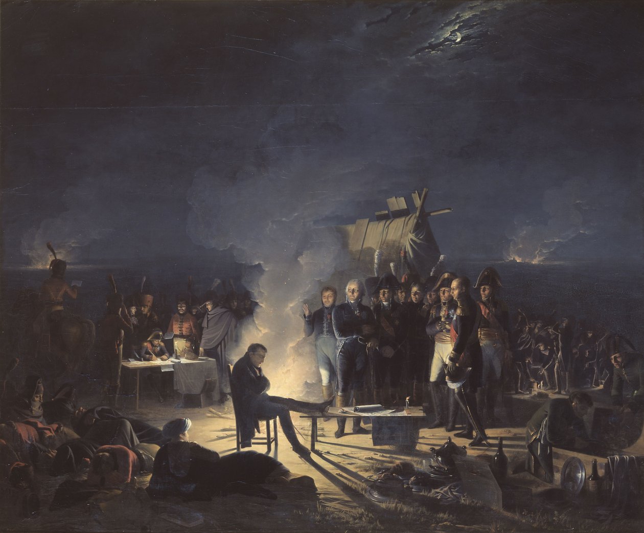 5 - 6 Temmuz 1809 gecesi Wagram savaş alanında Napolyon bivouac, 1 by Adolphe Roehn