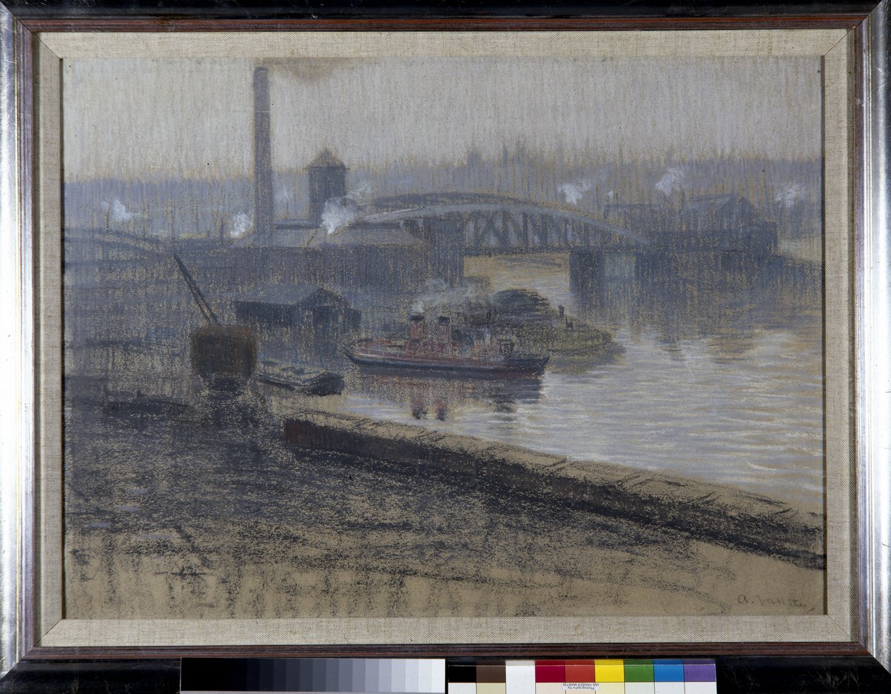 Trafford Bridge ve Pomona Dock (kağıt üzerinde pastel) by Adolphe Valette