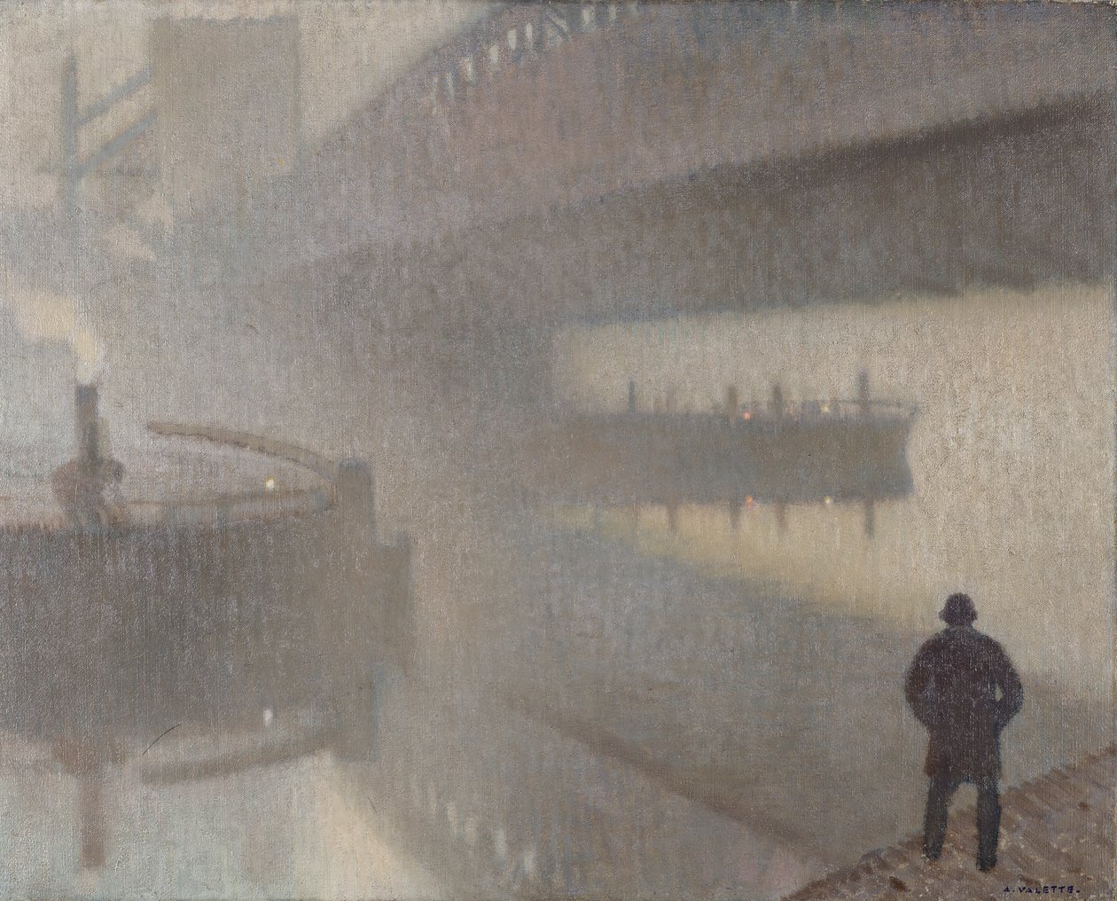 Irwell, Manchester'daki Windsor Köprüsü'nün altında by Adolphe Valette