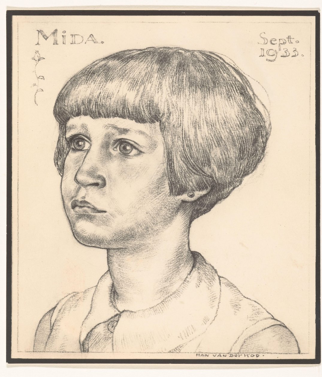 Han van der Kop Mida Eylül 1933'ün Mida portresinin fotoğraf reprodüksiyonu (nesne üzerindeki başlık) by Adriaan Bijl (attributed to)