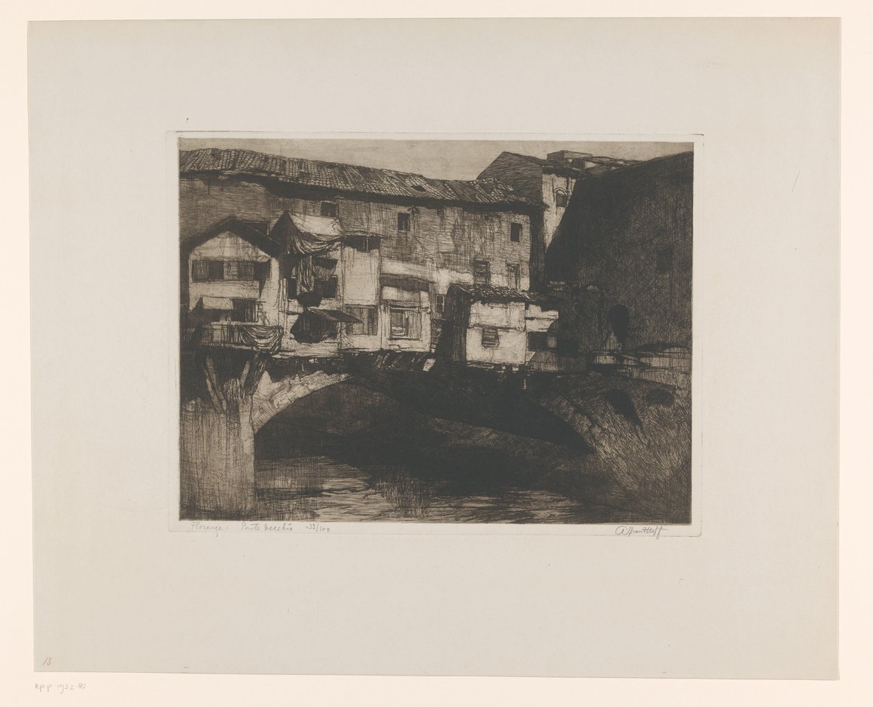 Floransa. Ponte Vecchio (nesne üzerindeki orijinal başlık) by Adriaan J. van 