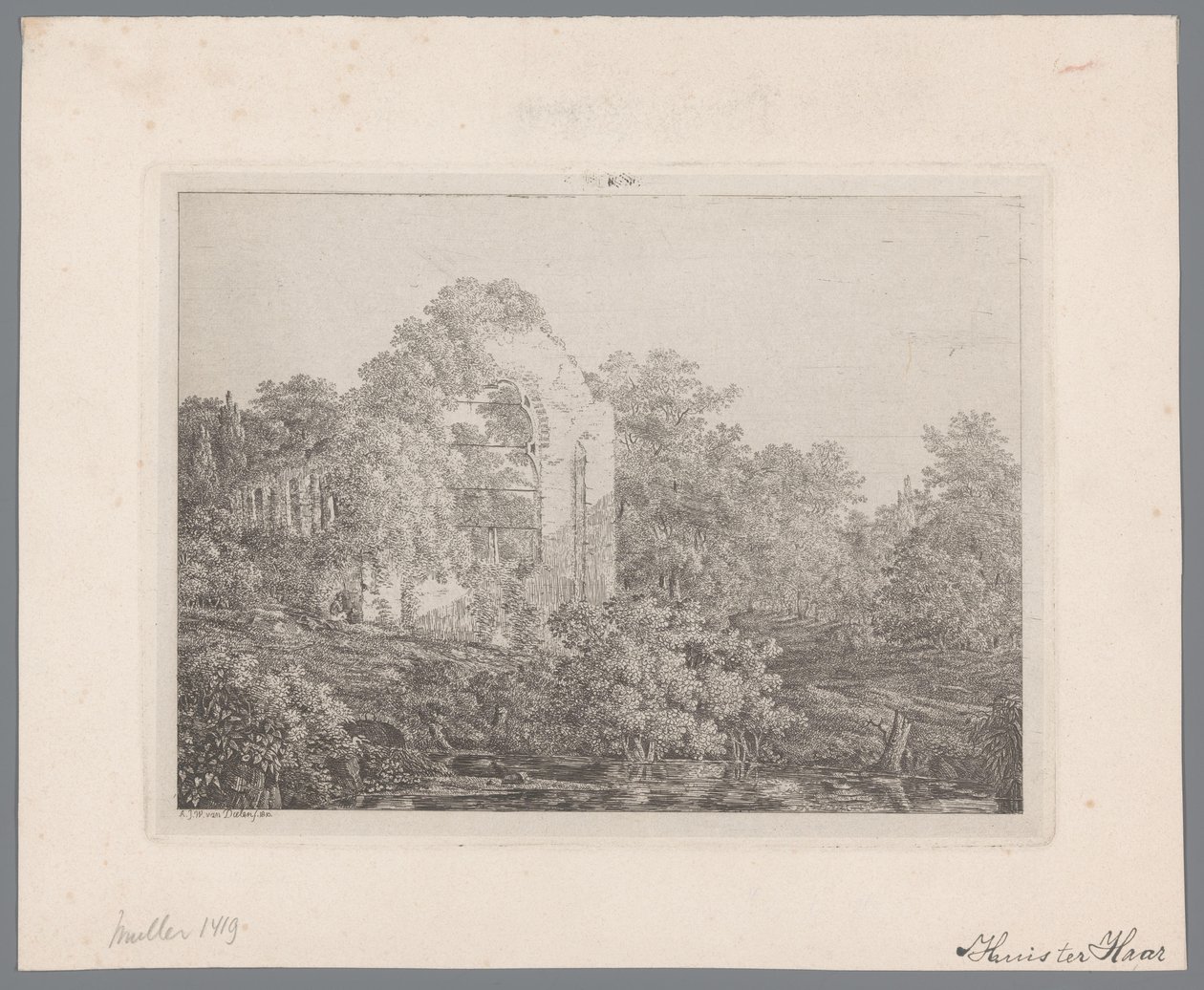Castle de Haar'ın kalıntılarının görünümü by Adriaan Jacob Willem van Dielen