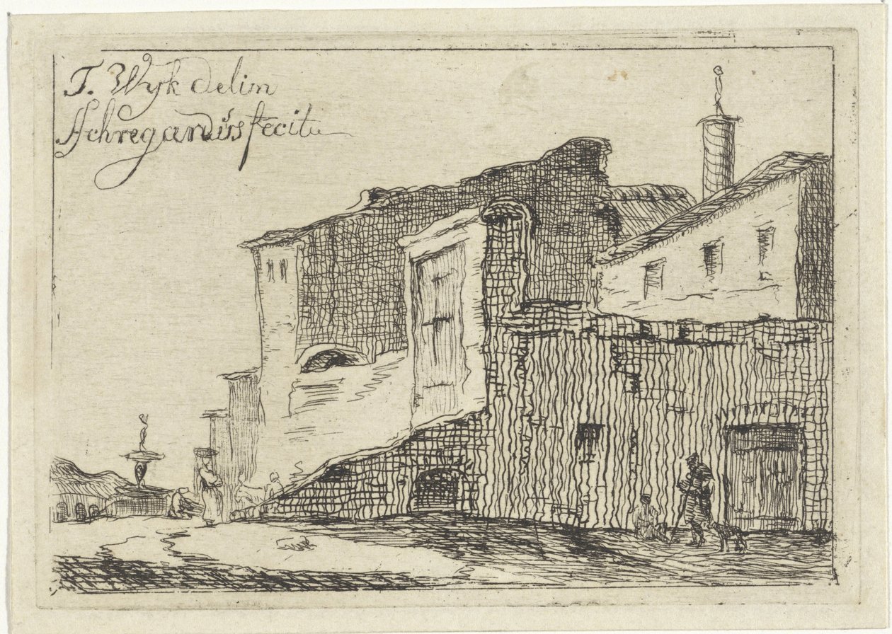 Bir İtalyan şehri veya köyünün görünümü by Adriaan Schregardus
