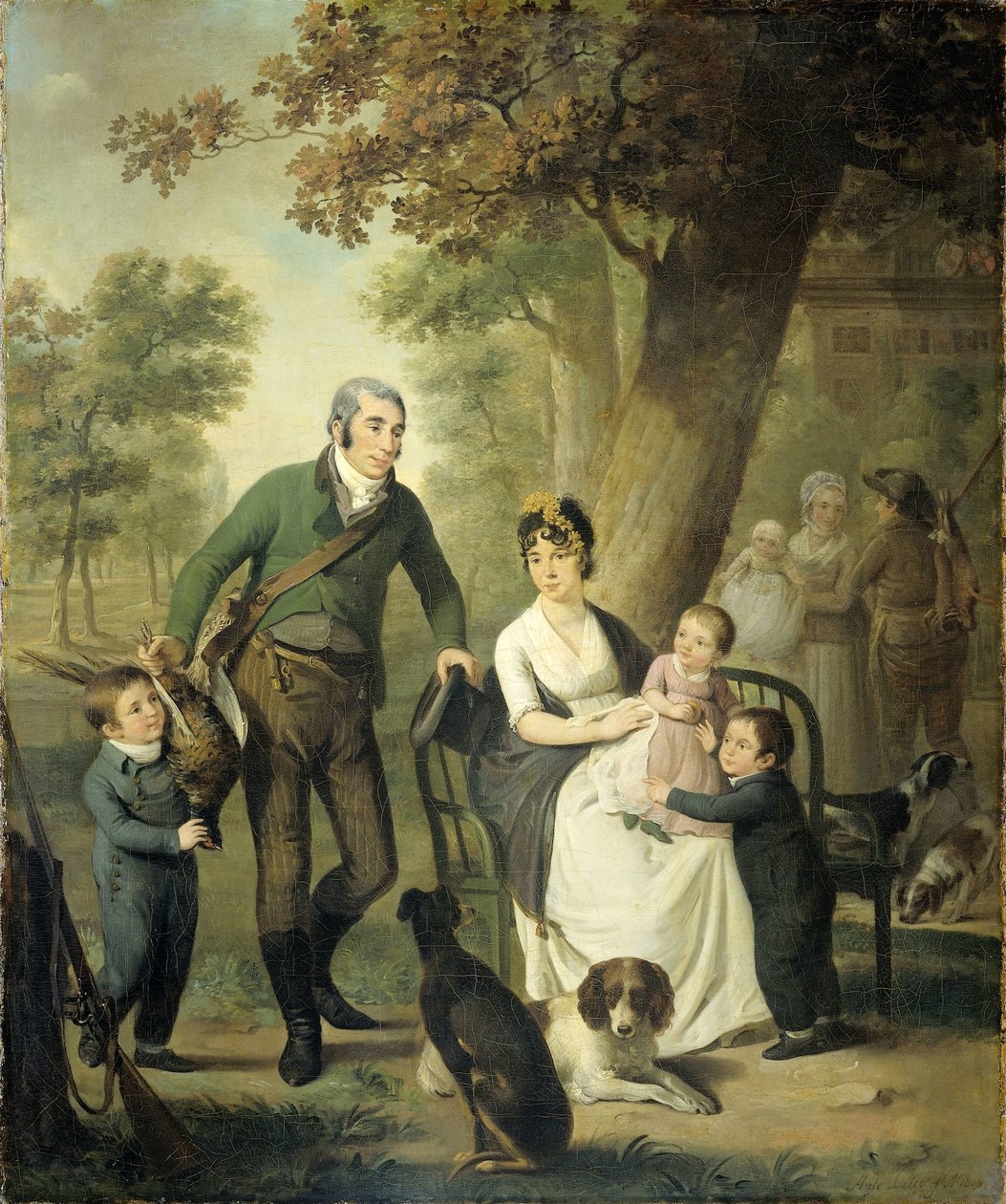 Jonkheer Gysbert Carel Rutger Reinier van Brienen van Ramerus (1771-1821), Karısı ve Dört Çocuğuyla by Adriaan de Lelie