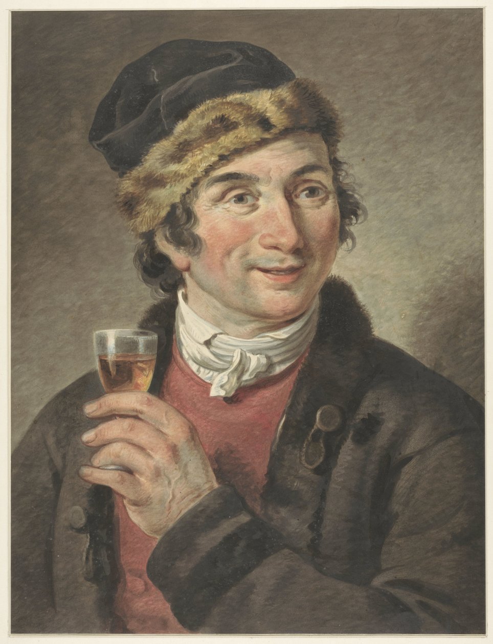 Adriaan de Lelie'nin portresi, şapkalı by Adriaan de Lelie