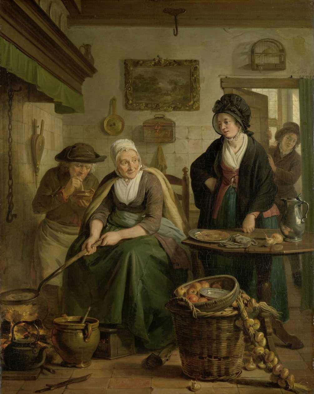 Kadın Pişirme Krep Yaşlı kadın krep yapıyor by Adriaan de Lelie