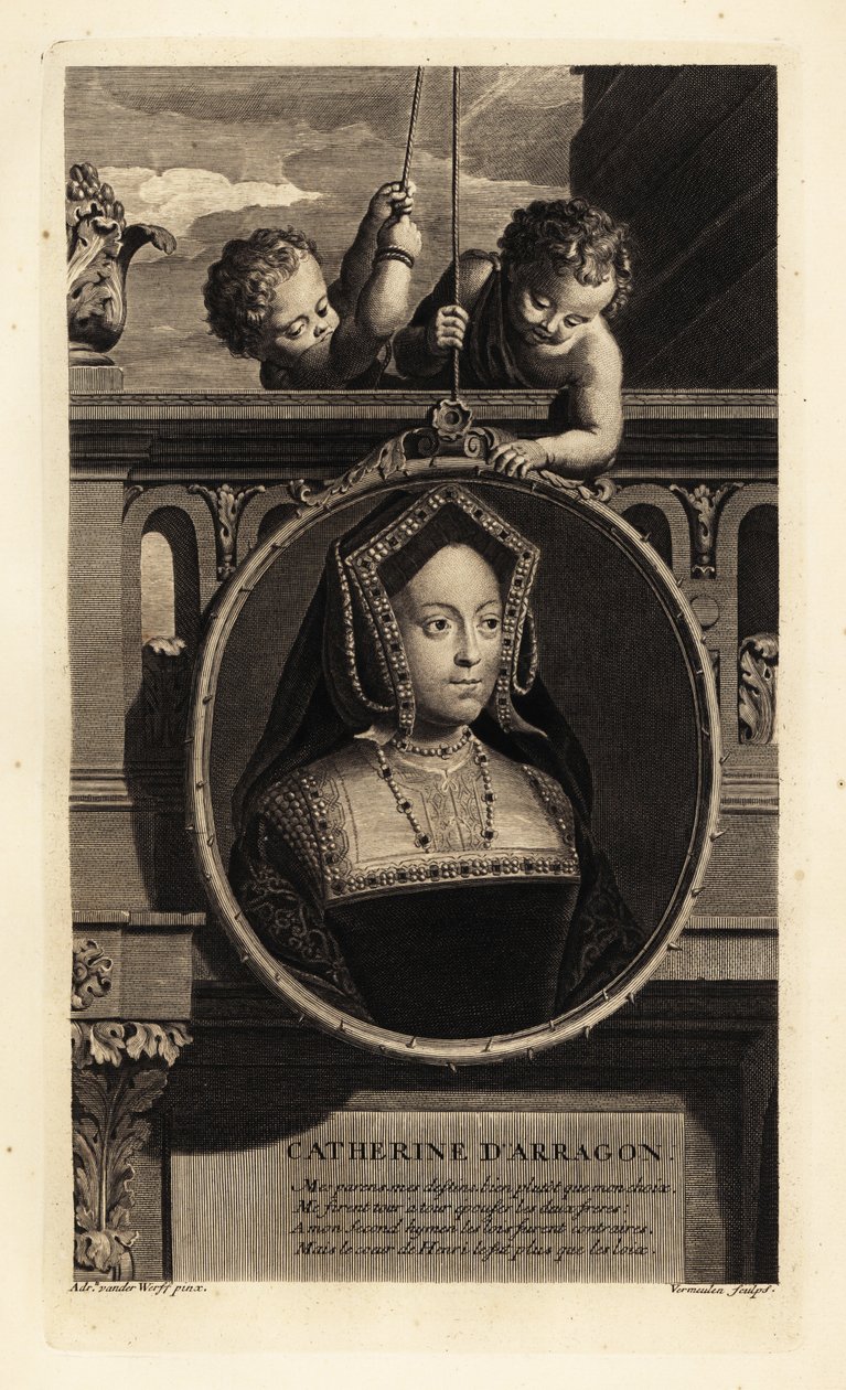 Aragonlu Catherine (1485-1536) (gravür) by Adriaan van der (after) Werff