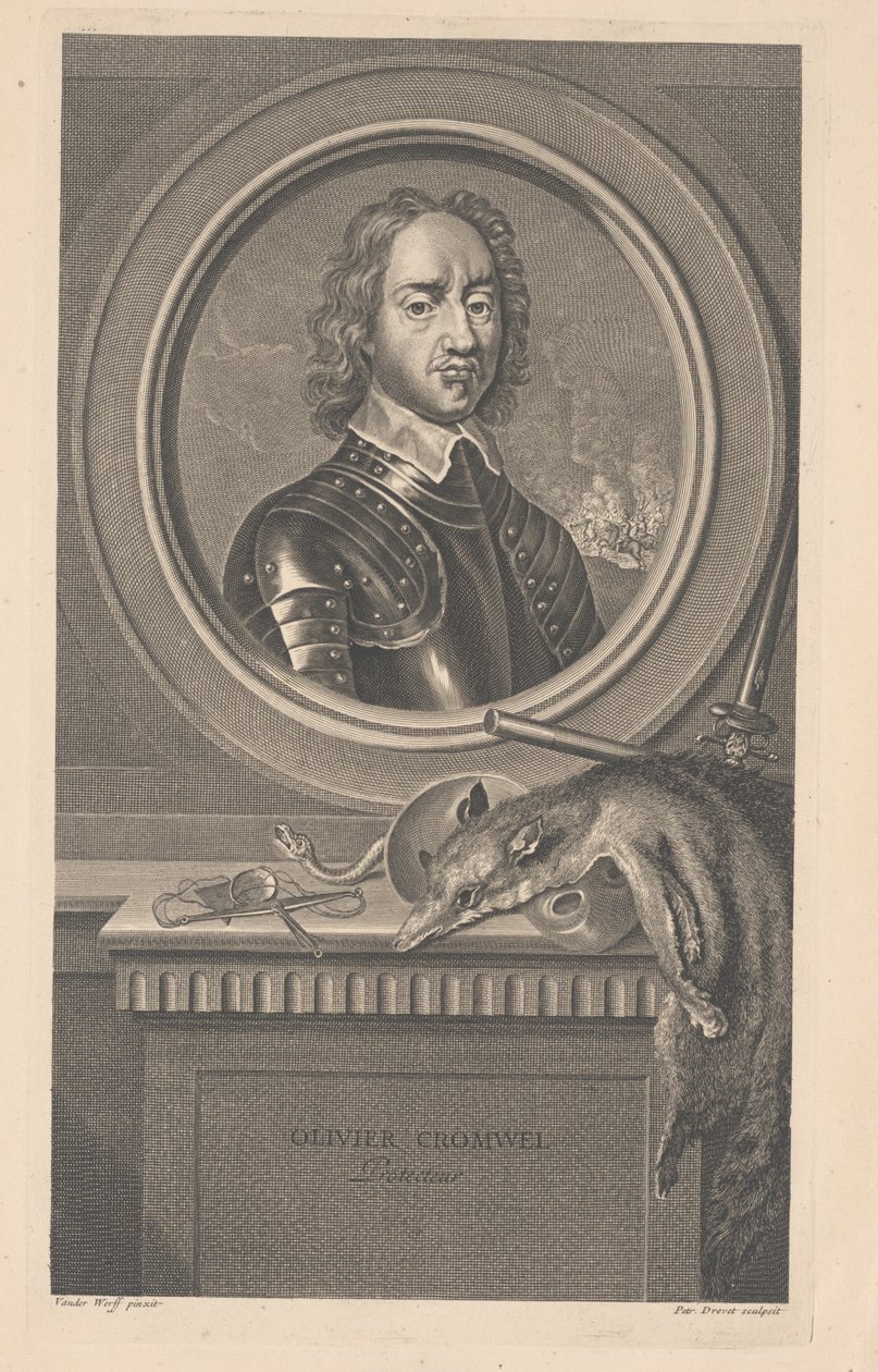 Oliver Cromwell, Koruyucu, Pierre Drevet tarafından oyulmuş (1663-1738) by Adriaan van der Werff