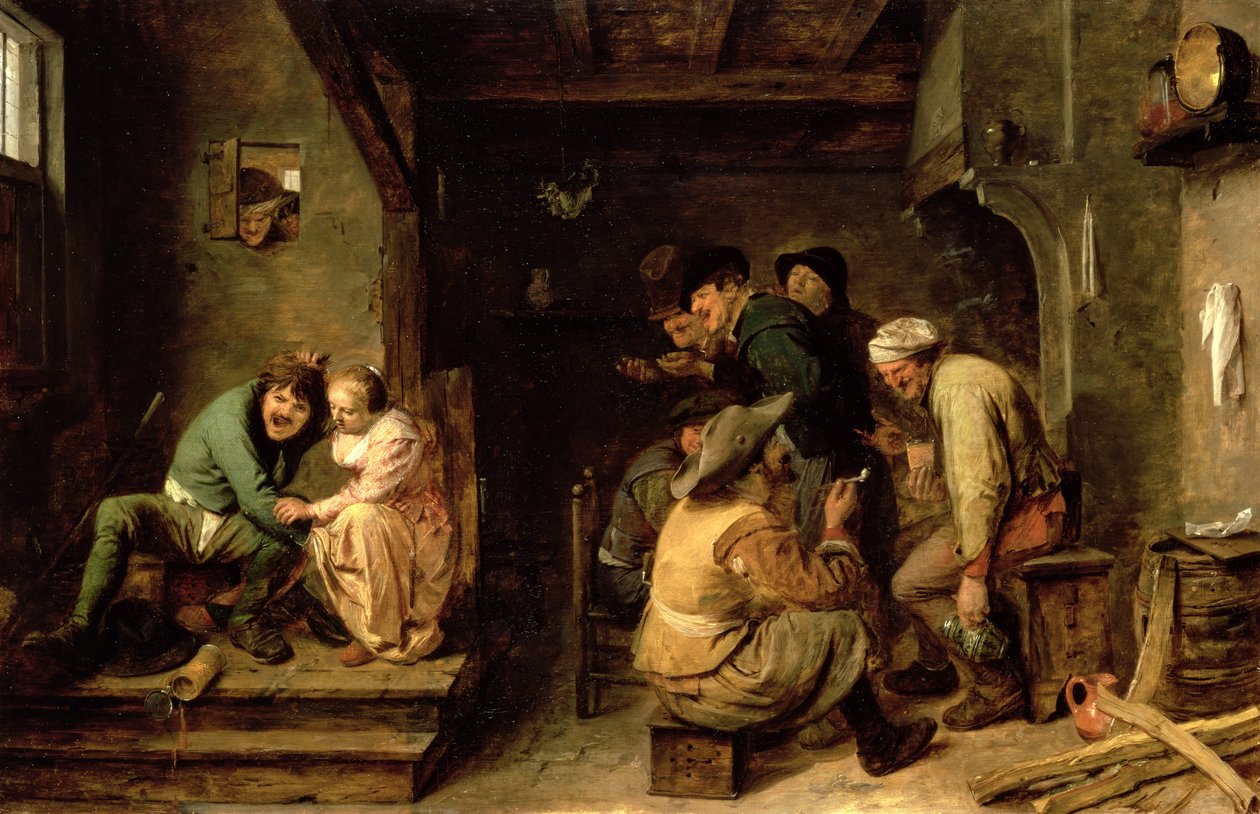 Taverna Sahnesi, c.1635 (meşe üzerine yağlı boya) by Adriaen Brouwer