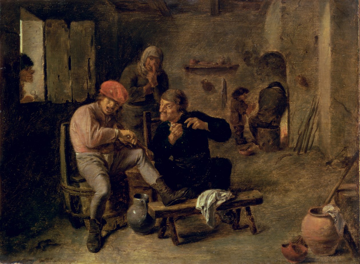 Taverna Sahnesi veya The Village Fiddler, 1634-8 (panel) by Adriaen Brouwer