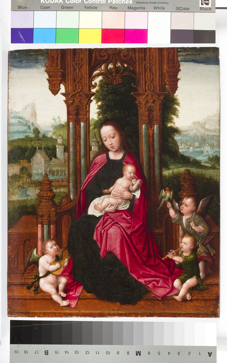 Madonna and Child with Angels, c.1510-20 (panelde tempera ve yağ) by Adriaen Isenbrandt or Isenbrant