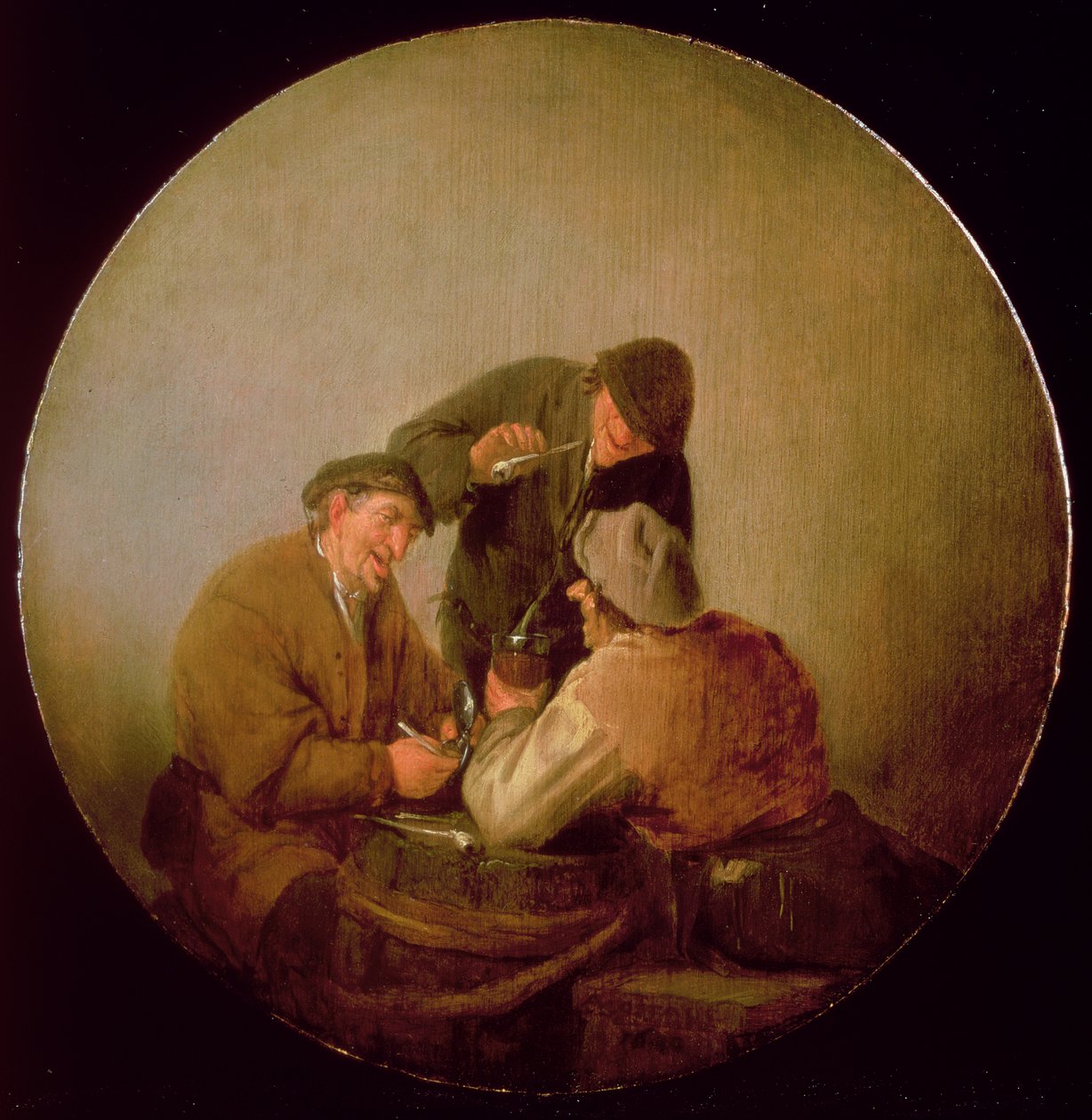 Bir İç Mekanda İçen ve Sigara İçen Üç Köylü by Adriaen Jansz. van Ostade