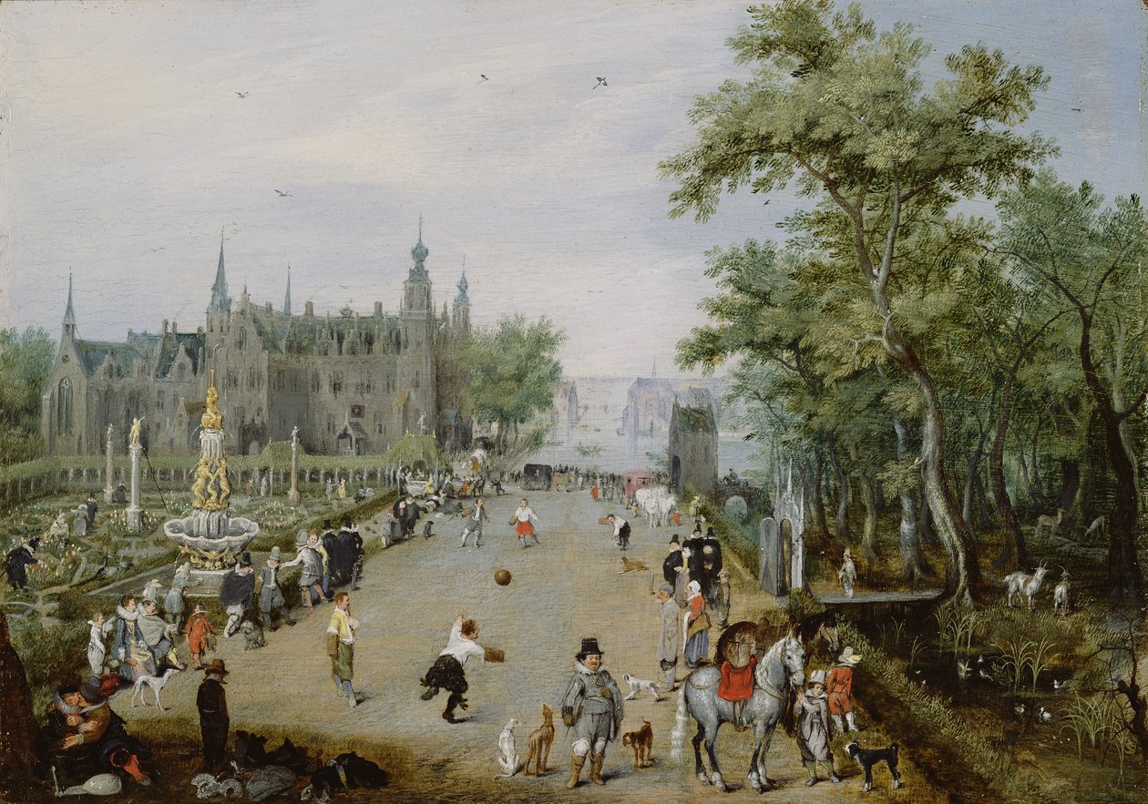 Bir Ülke Sarayının Önünde Bir Jeu de Paume, 1614 dolayları by Adriaen Pietersz van de Venne