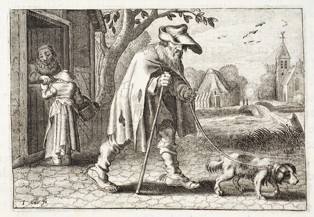 Kör adam, Johannes de Brune (1589-1658), Jan Jacobs Schipper, Amsterdam, 1661 tarafından 'Zinne-werk Amblemi'nden bir çizim by Adriaen Pietersz van de Venne