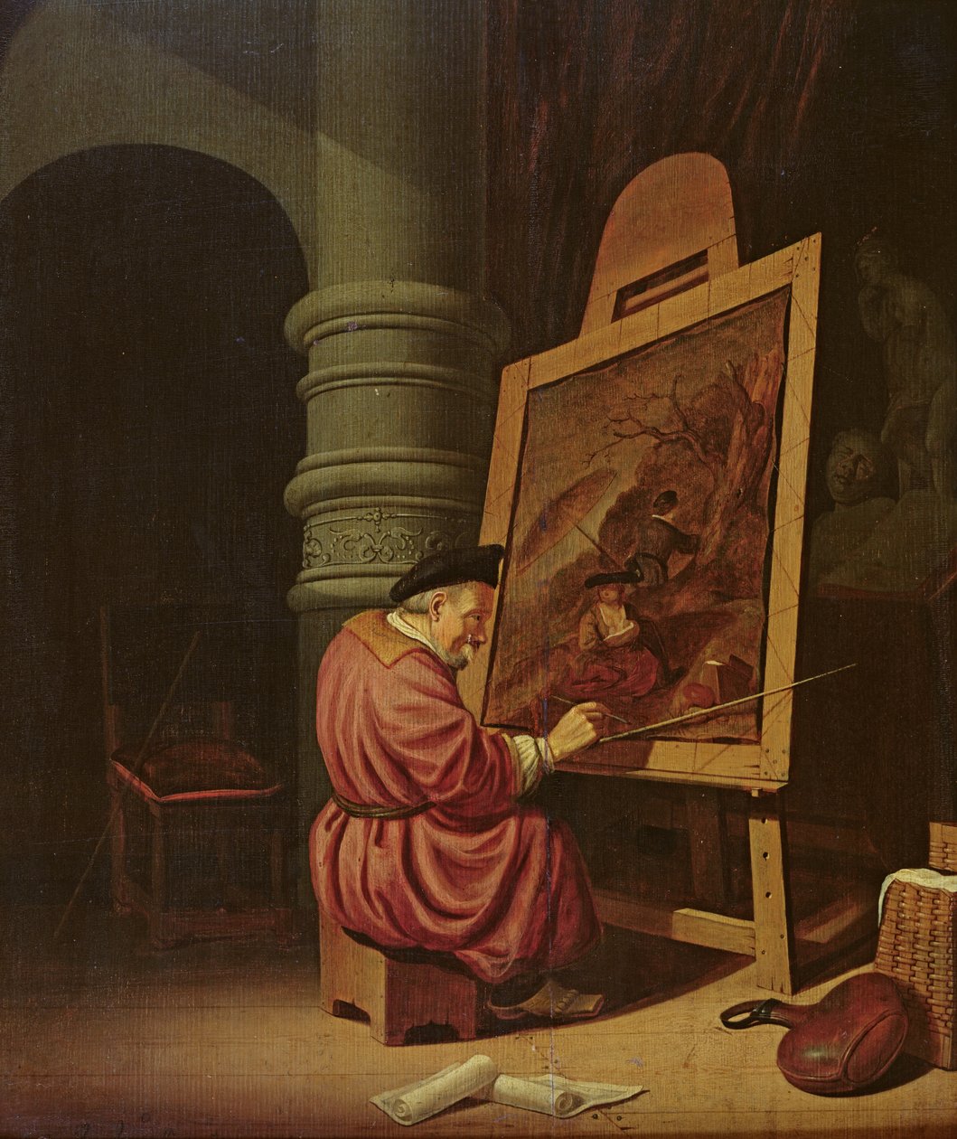 Bir Atölyenin İçi veya Atölyesinde Bir Ressam, 1649 by Adriaen van Gaesbeeck