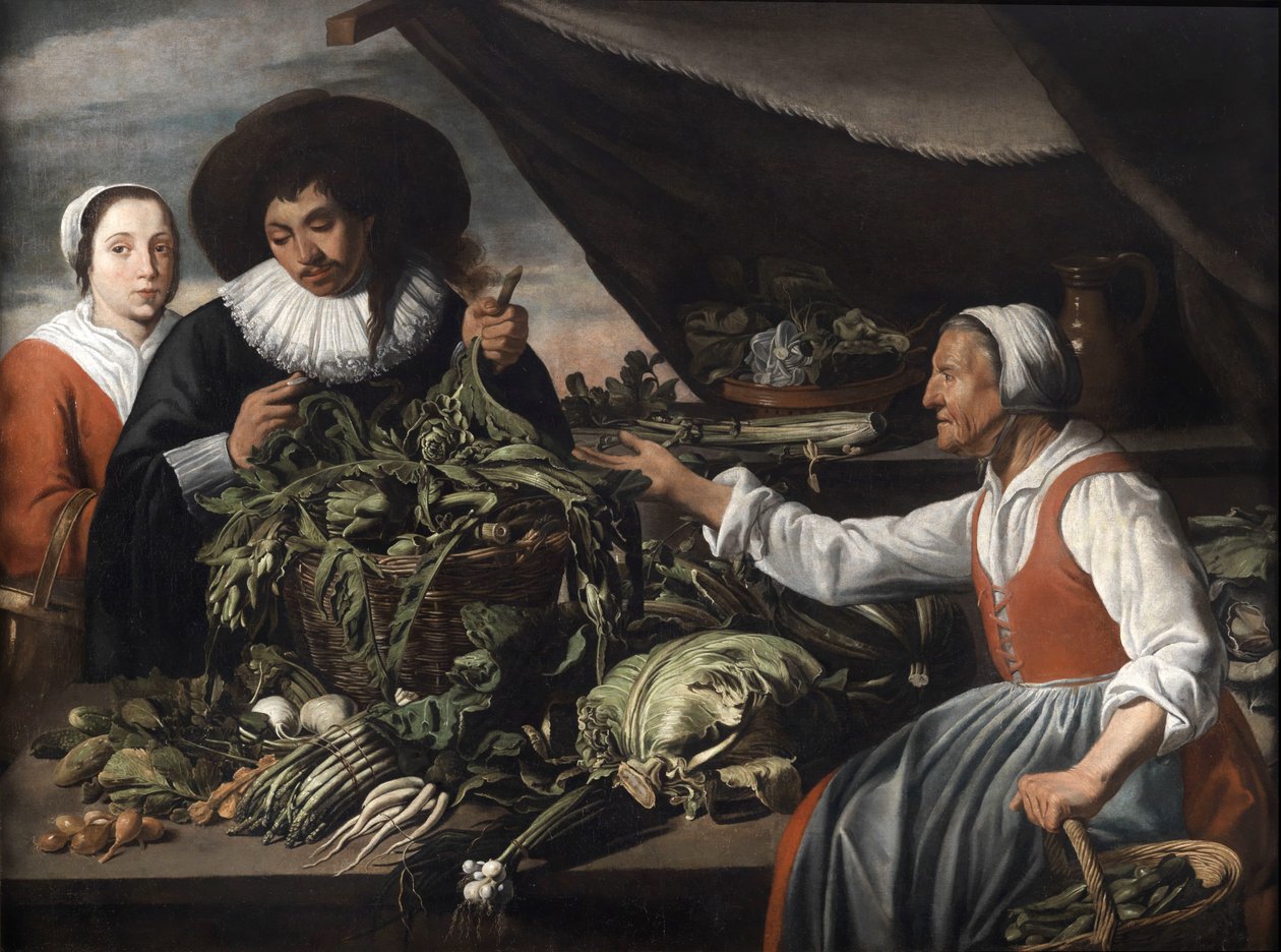 Eski sebze satıcısı by Adriaen van Utrecht