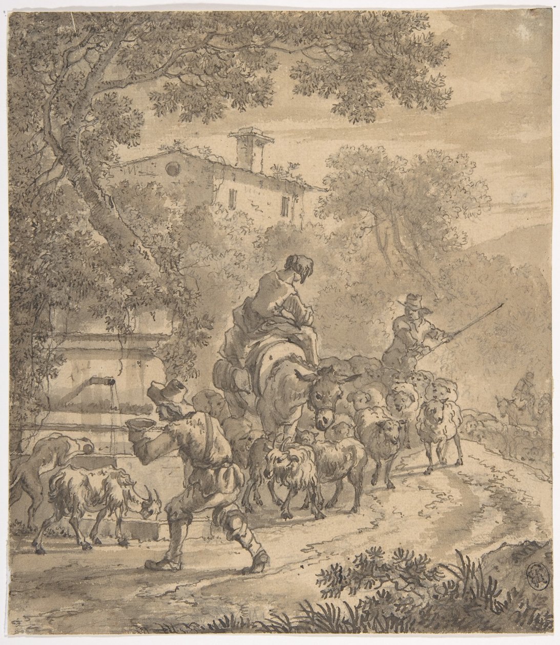 Çoban ve sürüleri ile manzara by Adriaen van der Cabel