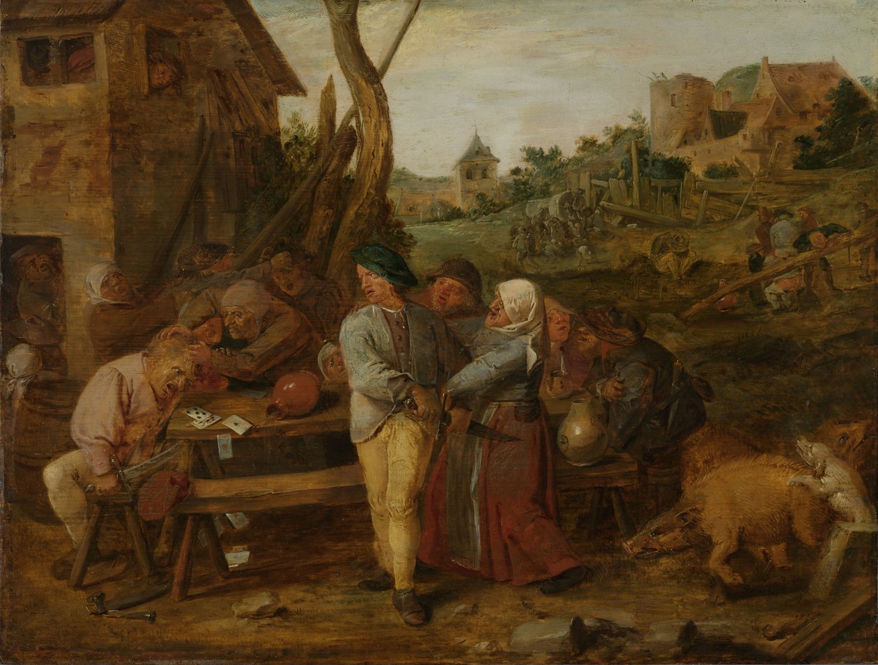 köylü kavgası by Adriaen Brouwer