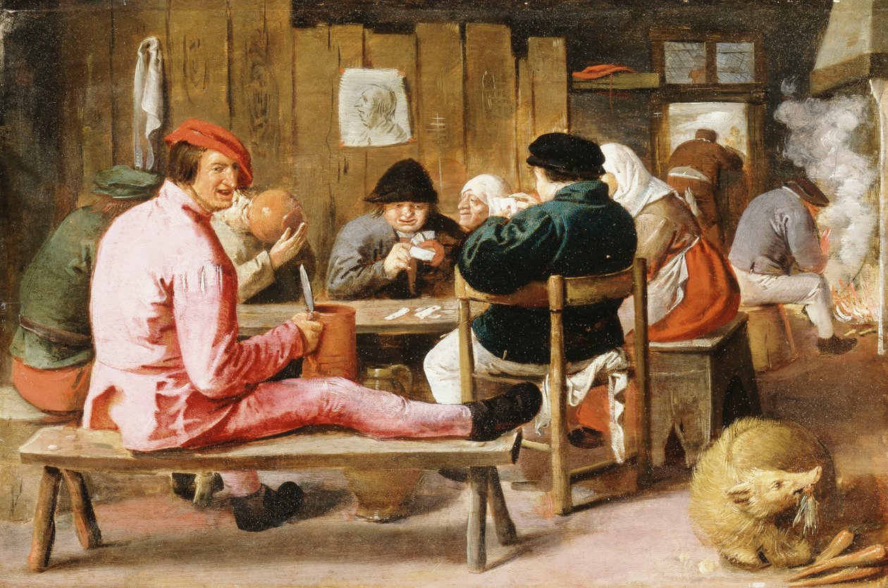 Bir Tavernada Bir Masada Sigara ve İçki Boors, 1625 dolayları by Adriaen Brouwer
