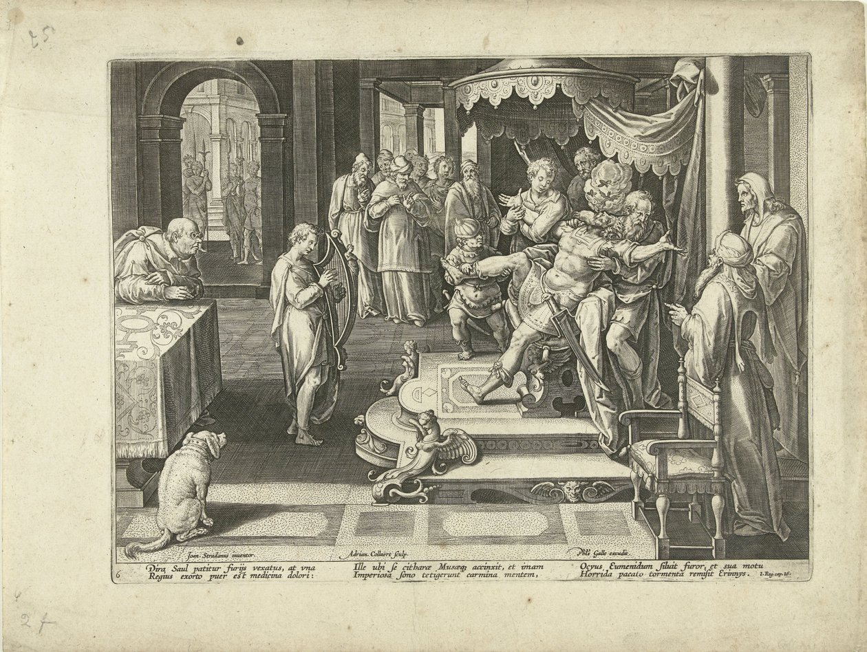 David arpını Kral Saul için çalıyor Müziğe övgü (dizi adı) Endomium Müzikleri (nesne üzerinde dizi başlığı) by Adriaen Collaert