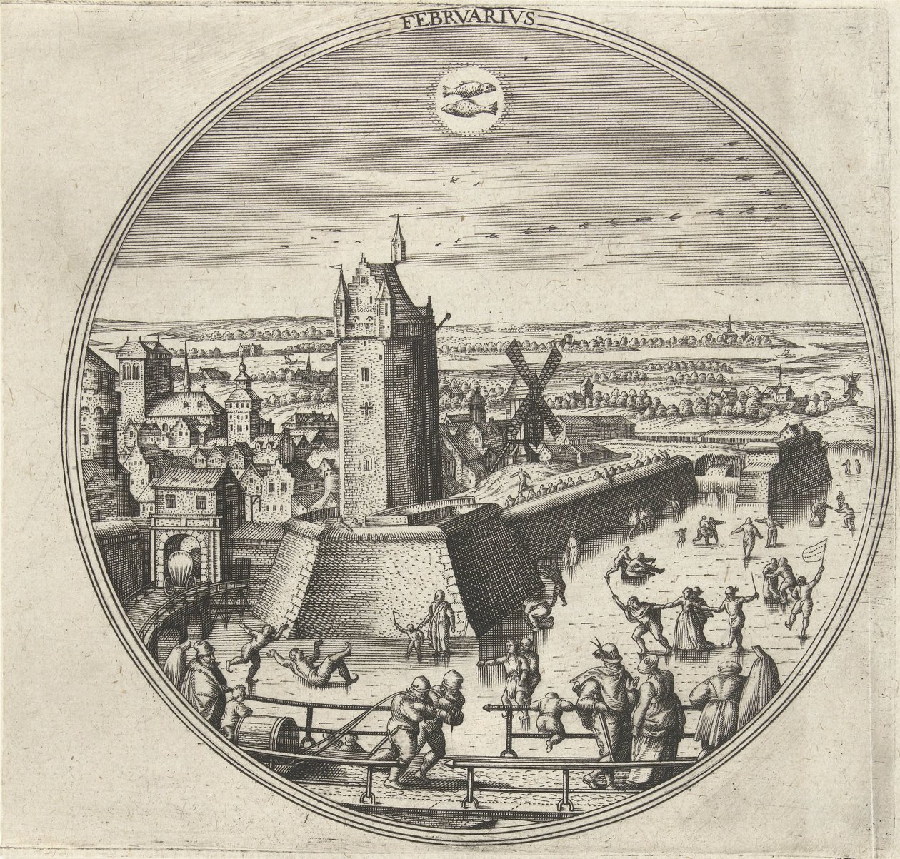 Şubat Febrvarivs (nesne üzerindeki başlık) On İki Ay (dizi adı) by Adriaen Collaert