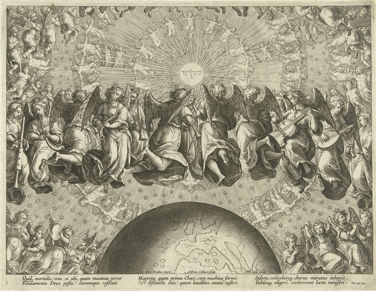 Tanrı'nın Müzisyenlere Cevabı Melekler, Seraphim ve Kerubim Müziğe Övgü (dizi başlığı) Encomium Musices (dizi başlığı) by Adriaen Collaert