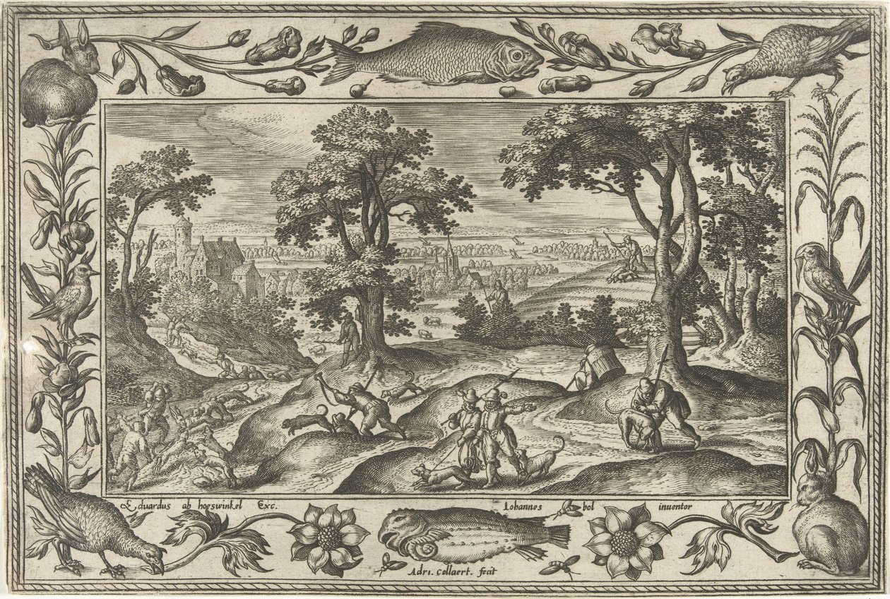 tavşan avı İncil, mitolojik sahneler ve av sahneleri içeren manzaralar (dizi adı) by Adriaen Collaert