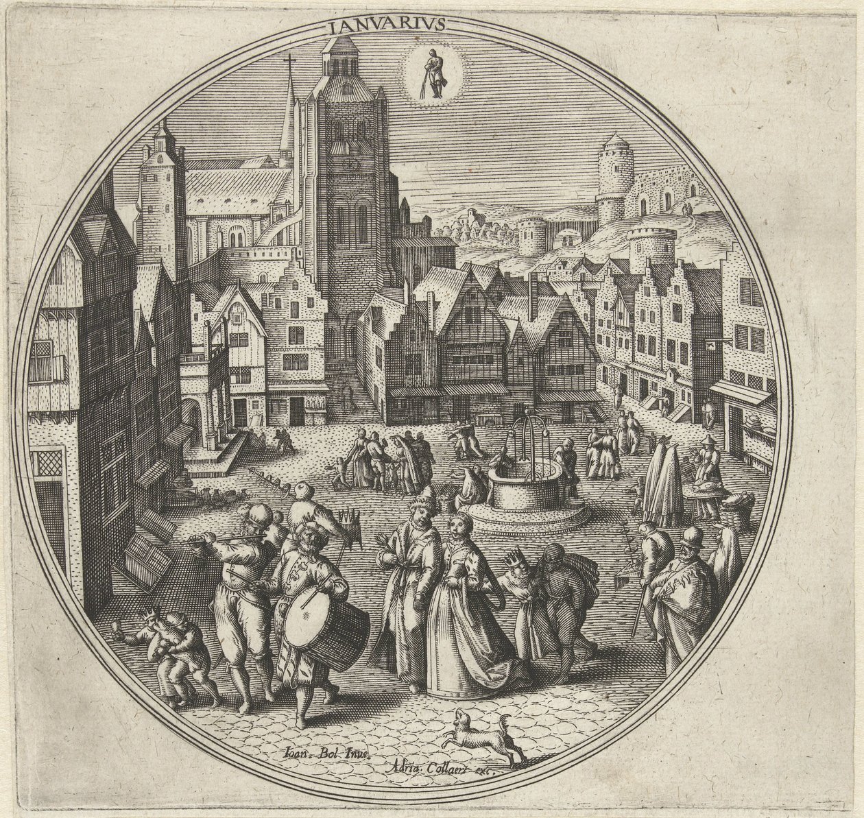 Ocak Ianvarivs (nesne üzerindeki başlık) On İki Ay (dizi adı) by Adriaen Collaert