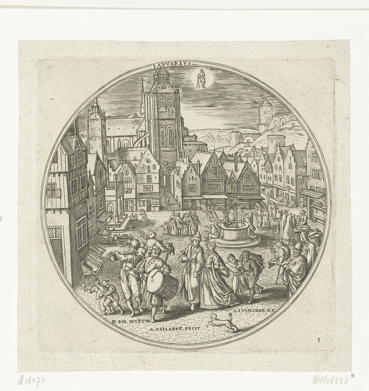 Ocak Ianvarivs (nesne üzerindeki başlık) On İki Ay (dizi adı) by Adriaen Collaert