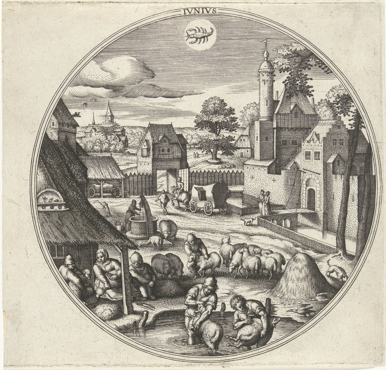 Haziran Jvnivs (nesne üzerindeki başlık) On İki Ay (dizi adı) by Adriaen Collaert