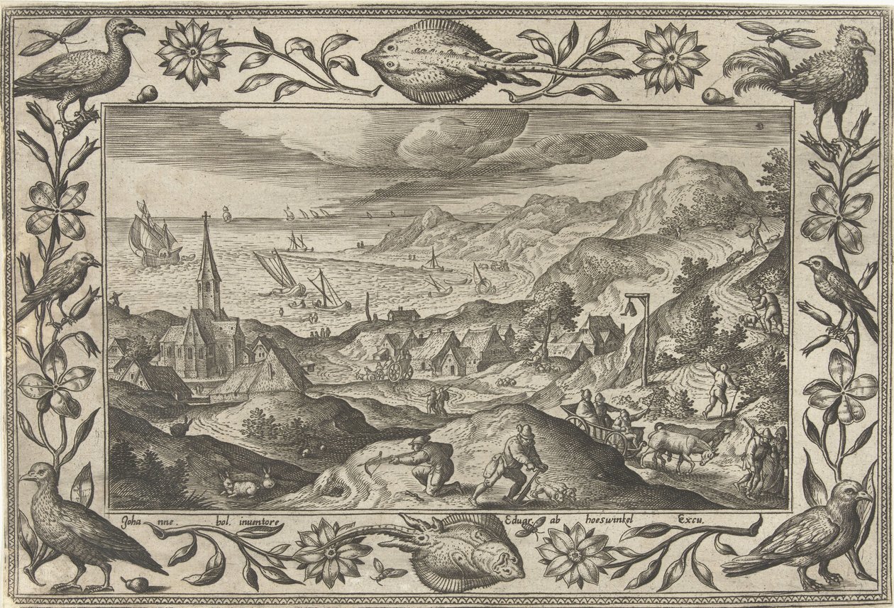 tavşan avı İncil, mitolojik sahneler ve av sahneleri içeren manzaralar (dizi adı) by Adriaen Collaert