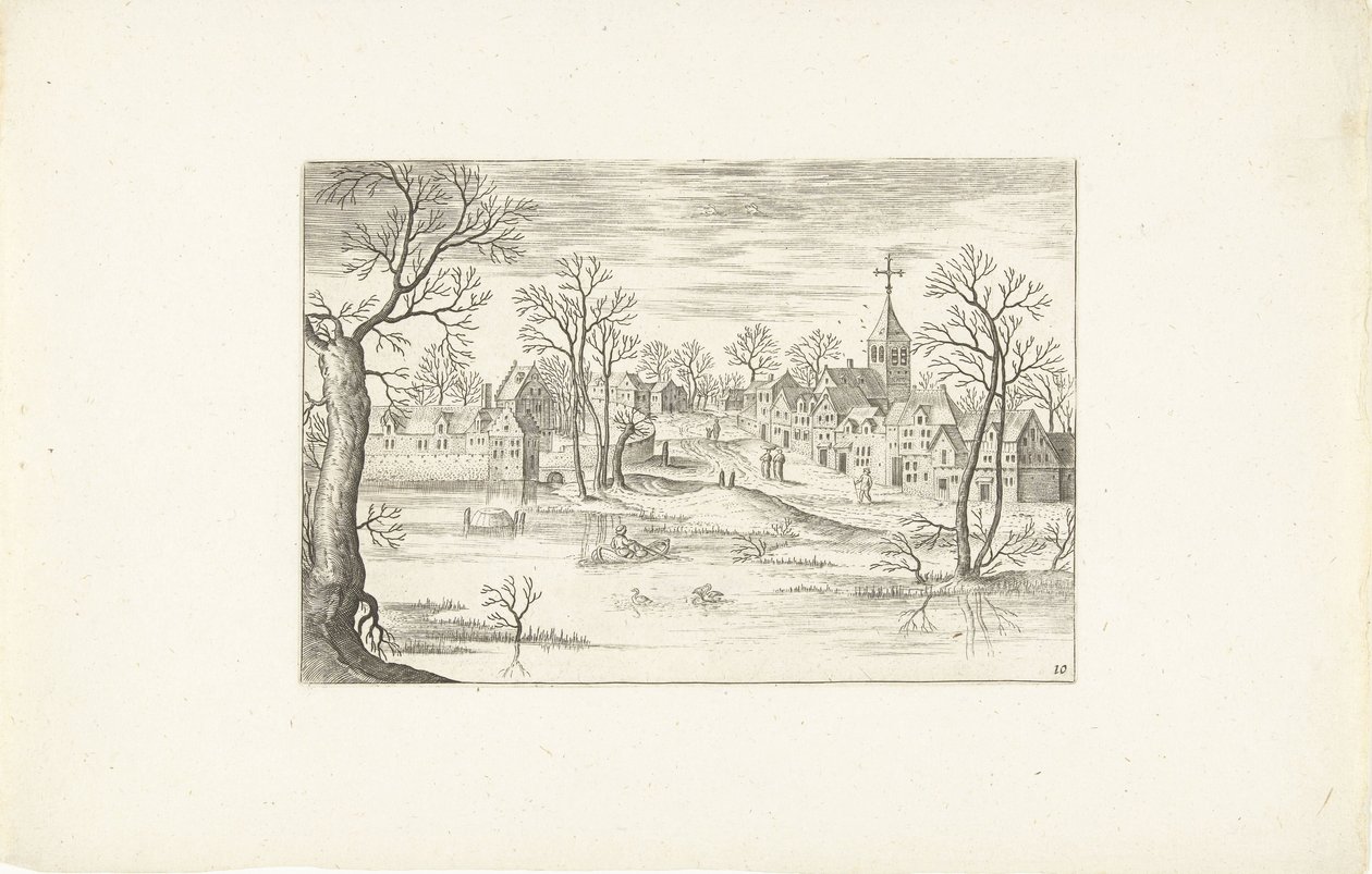 Bir gölet peyzaj Anvers çevresindeki manzaralar (dizi başlığı) by Adriaen Collaert