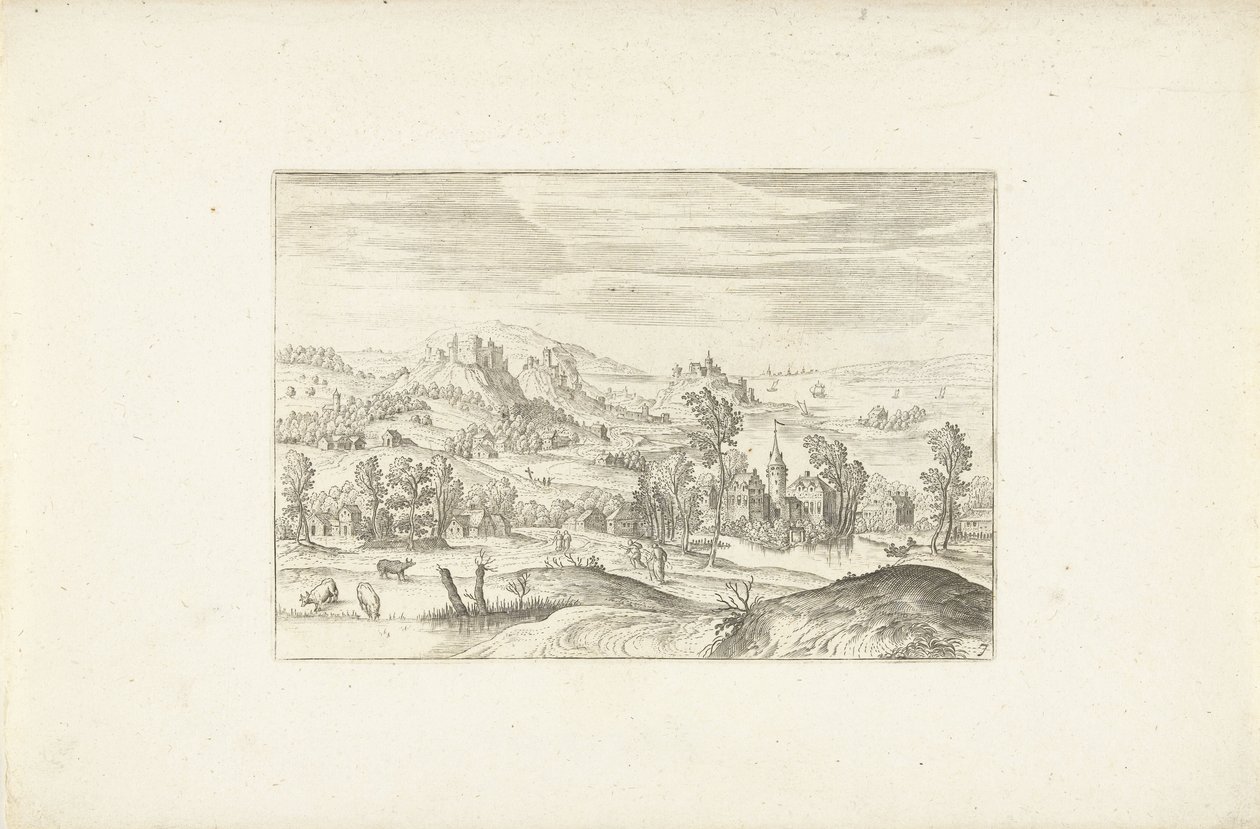 Bir akış ile manzara Anvers çevresindeki manzaralar (dizi başlığı) by Adriaen Collaert