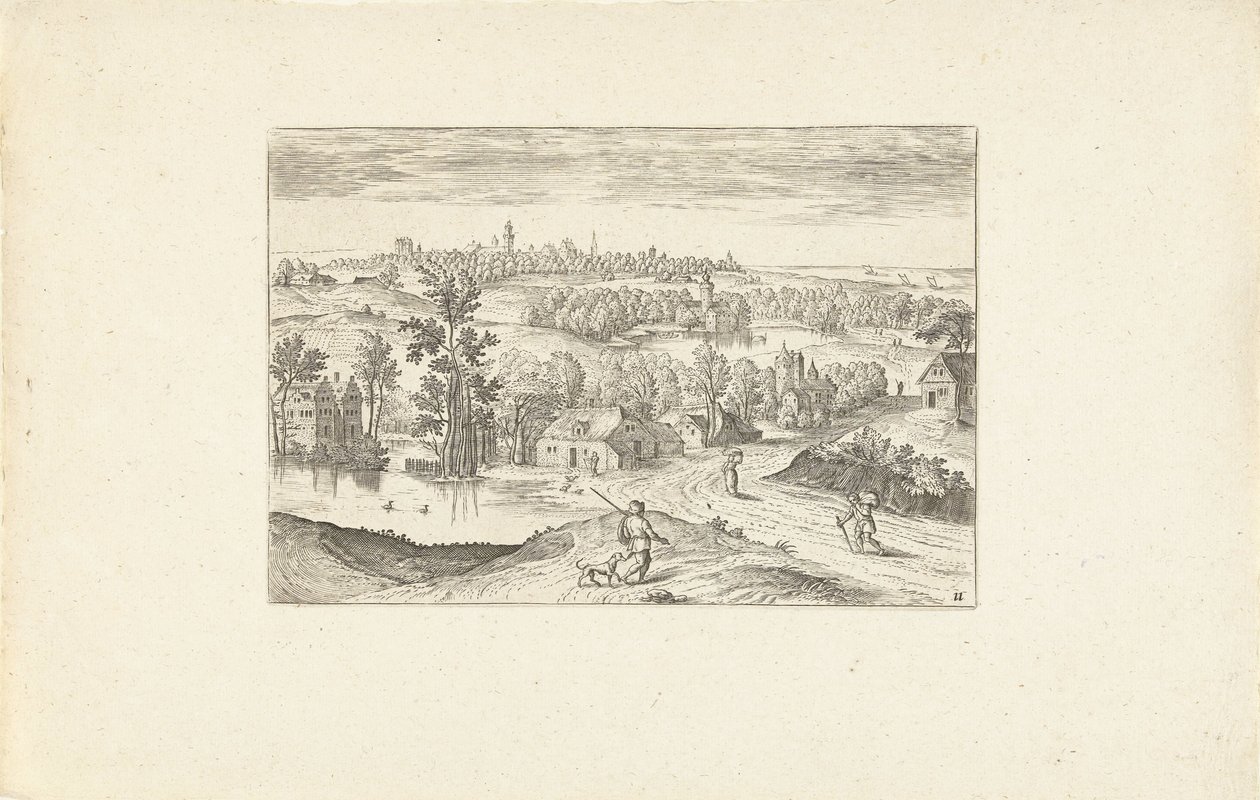 Bir gölet ile manzara Anvers çevresindeki manzaralar (dizi başlığı) by Adriaen Collaert